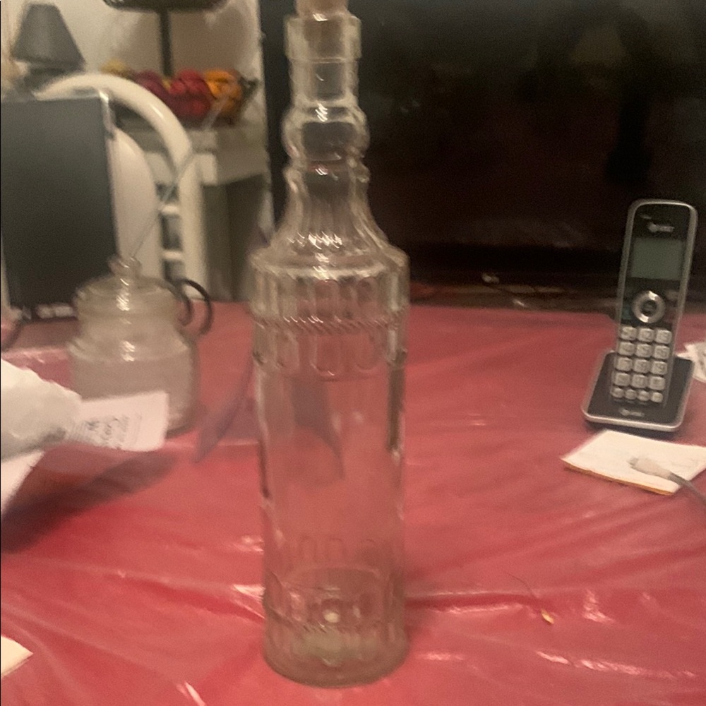 Rolf Glass Gray Decanter with Vertical Grooves